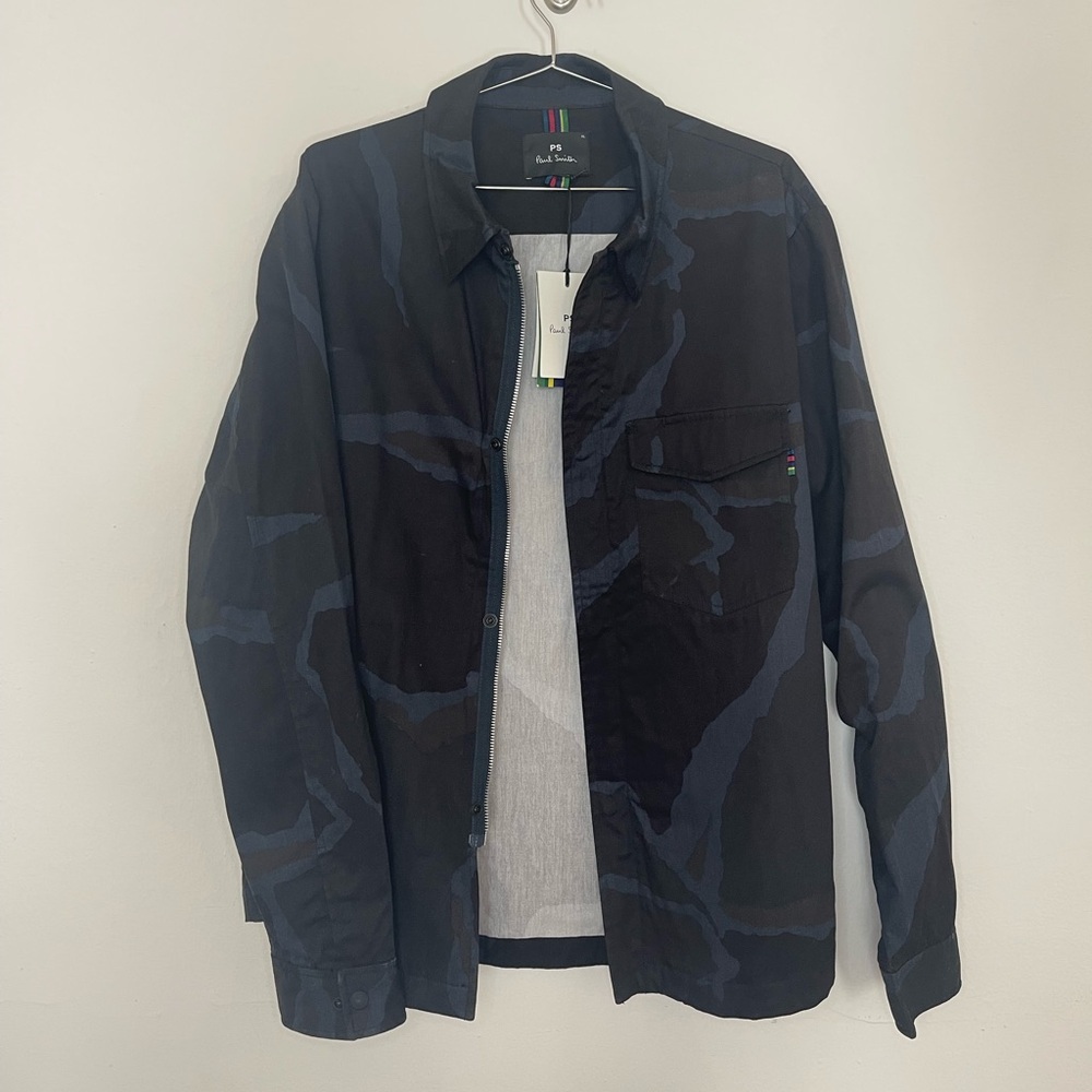 NWT Paul Smith, Men’s Zip Cotton Jacket in dark camo tones